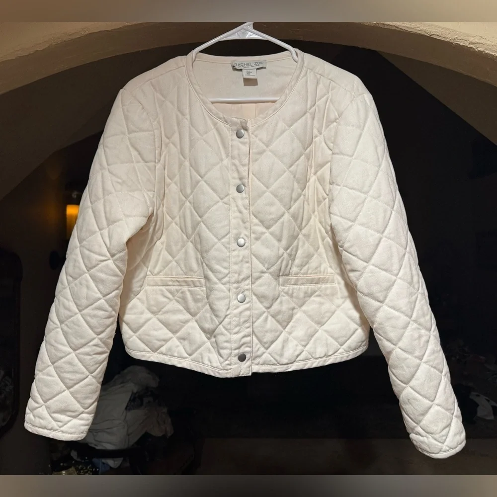 Rachel Zoe Quilted Creamy Pink Jacket - Size Large - Picture 1 of 3